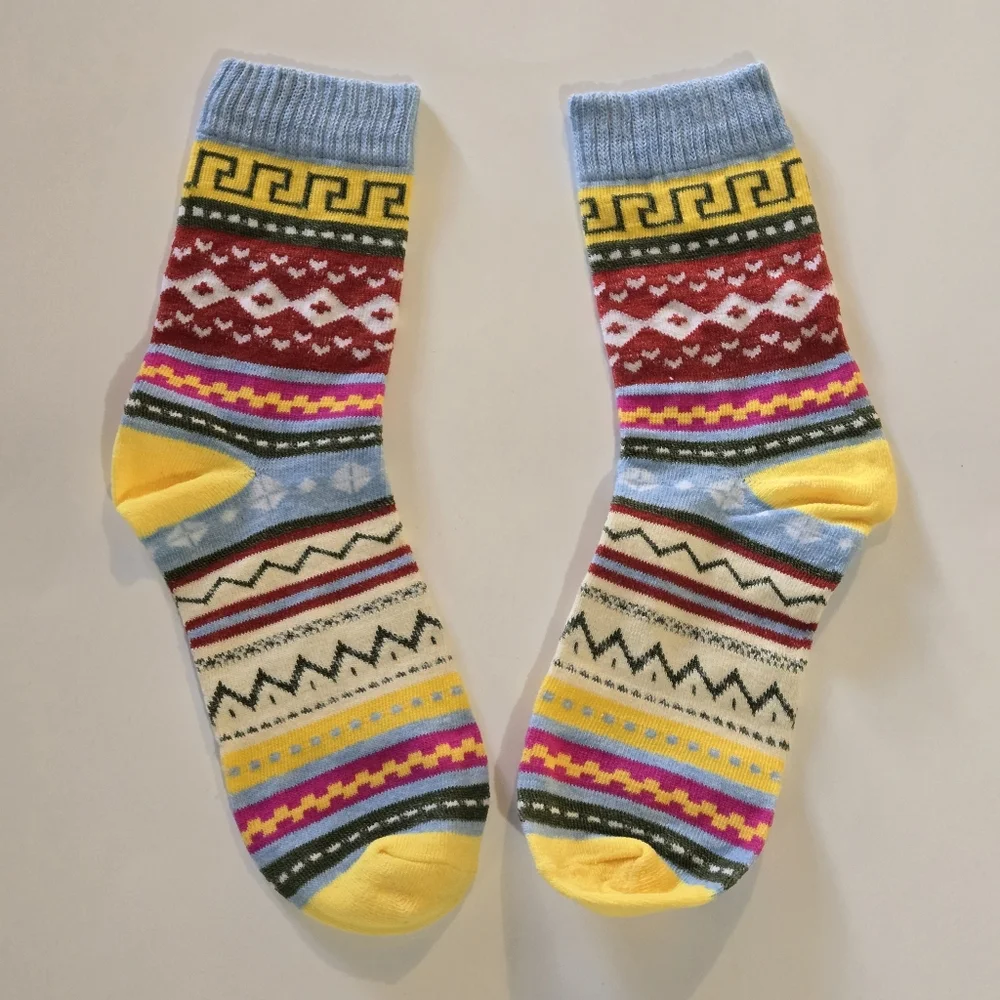 🍒🍒 Colorful Patterned Mid Tube Socks- Purple, Blue